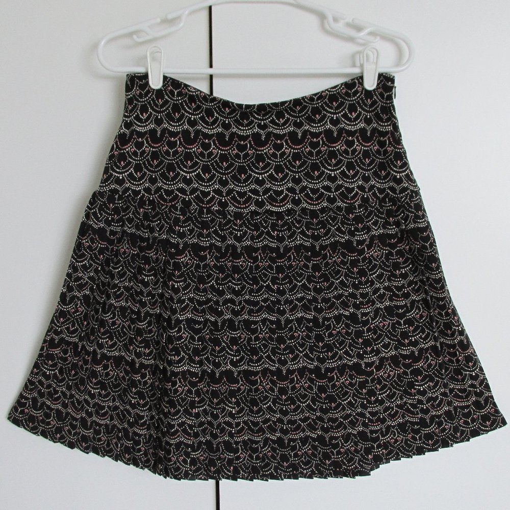 City DKNY Black Pink White Pleated Skirt Size M